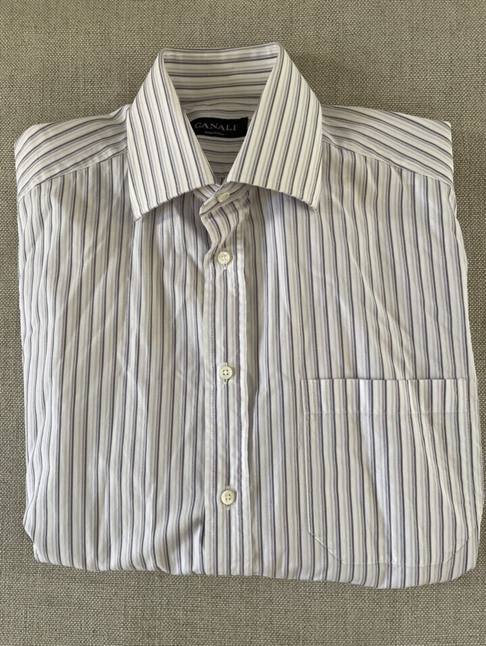CANALI Made in Italy Stripe Spread Collar Shirt 15 M